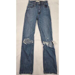 Abercrombie & Fitch Ankle Straight Ultra High Rise Distressed Jeans 25x30 size 0